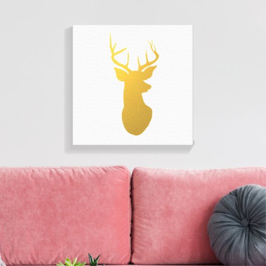 Gold Reindeer Silhouette Modern Holiday Canvas Afdruk (Insitu (Woonkamer))