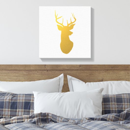 Gold Reindeer Silhouette Modern Holiday Canvas Afdruk (Insitu (Slaapkamer))