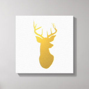 Gold Reindeer Silhouette Modern Holiday Canvas Afdruk