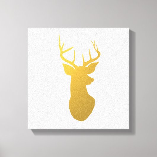 Gold Reindeer Silhouette Modern Holiday Canvas Afdruk (Voorkant)