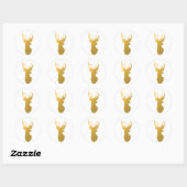 Gold Reindeer Silhouette Modern Holiday Ronde Sticker (Vel)