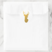 Gold Reindeer Silhouette Modern Holiday Ronde Sticker (Tas)