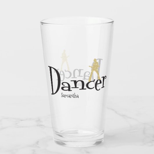 Gold Reindeer Sparkle-kerstglas Glas (Achterkant)