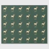 Gold Reindeers Green Merry Kerstmis Cadeaupapier (Vlak)