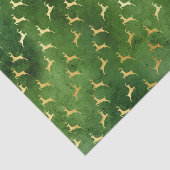 Gold Reindeers op donkergroen Tissuepapier (Detail)