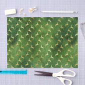 Gold Reindeers op donkergroen Tissuepapier (Craft)
