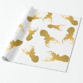 Gold Reindekerfeestdagen Cadeaupapier (Uitgerold)
