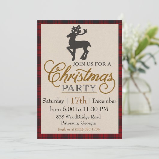 Gold Reindekerst Kaart (Staand voorkant)