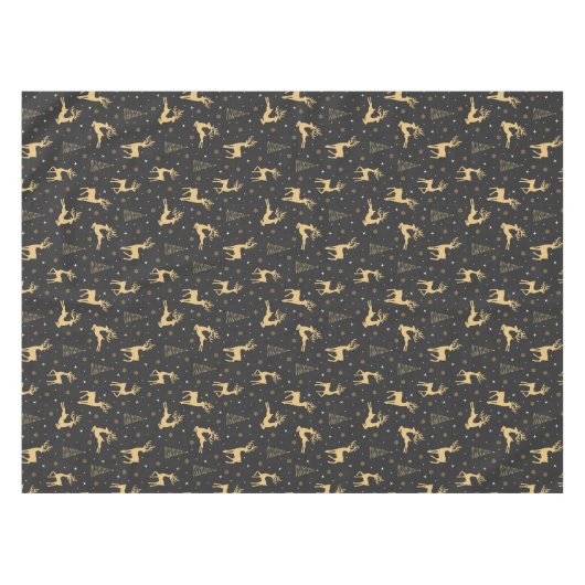 Gold Reindekerst Tablecloth Tafelkleed (Voorkant (Horizontaal))