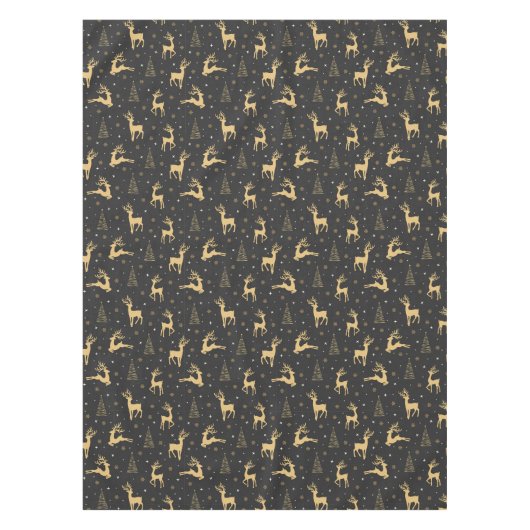 Gold Reindekerst Tablecloth Tafelkleed (Voorkant)