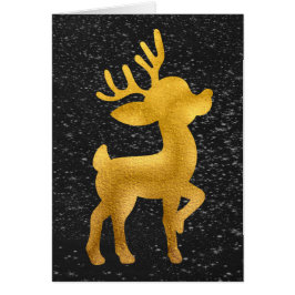 Gold Reindester op Chalkboard Snow Holiday Card