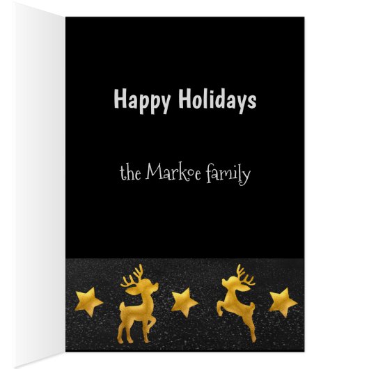 Gold Reindester op Chalkboard Snow Holiday Card (Binnen (Rechts))