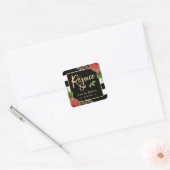 Gold Rejoice Script Religieuze kerstFloral Vierkante Sticker (Envelop)