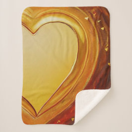 Gold Resonating Heart Sherpa Blanket Deken