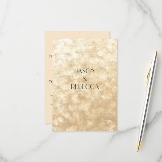 Gold Response Kaart op bruiloft uitnodiging (Voorkant / Achterkant in situ)