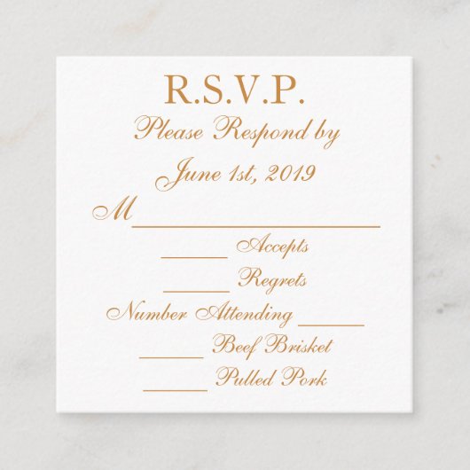 Gold Response RSVP-kaarten Informatiekaartje (Voorkant)