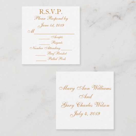 Gold Response RSVP-kaarten Informatiekaartje (Voorkant / Achterkant)