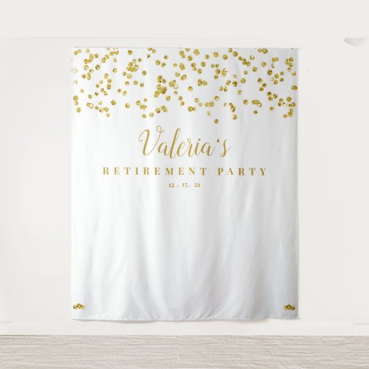 Gold Retirement Party Backdrop, Photo Booth Prop Wandkleed (Voorkant)