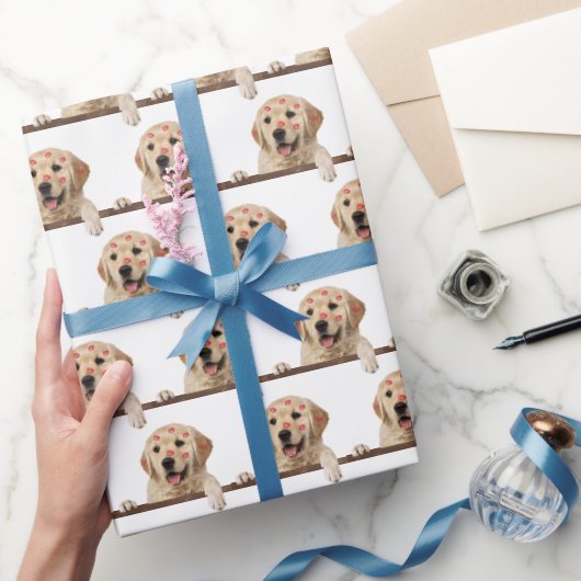 Gold Retriever met Lipstick Kisses Cadeaupapier (Geschenken)