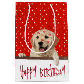 Gold Retriever met Lipstick Kisses Medium Cadeauzakje (Voorkant)