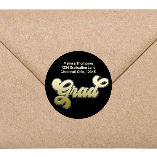 Gold Retro Afstuderen Retouradres Ronde Sticker