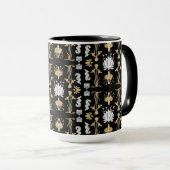 Gold Retro Art Nouveau Print Mok (Voorkant rechts)