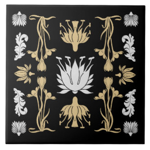 Gold Retro Art Nouveau Print Tegeltje
