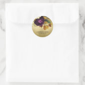 GOLD  RETRO BURGUNDY HERFST FLORAL WEDING RONDE STICKER (Tas)