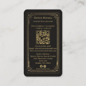 Gold Retro Celestial Tarot Brow Artist QR Code Visitekaartje (Achterkant)