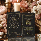 Gold Retro Celestial Tarot Florist QR Code Visitekaartje