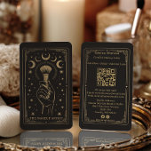 Gold Retro Celestial Tarot Makeup QR Code Visitekaartje