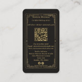 Gold Retro Celestial Tarot Makeup QR Code Visitekaartje (Achterkant)