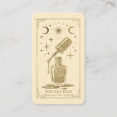 Gold Retro Celestial Tarot Nail artist QR Code Visitekaartje (Voorkant)