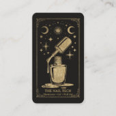 Gold Retro Celestial Tarot Nail artist QR Code Visitekaartje (Voorkant)