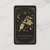 Gold Retro Celestial Tarot Tattoo artist QR Visitekaartje (Voorkant)