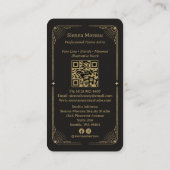Gold Retro Celestial Tarot Tattoo artist QR Visitekaartje (Achterkant)