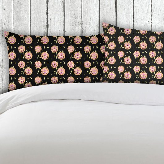 Gold Retro Disco Ball Mirrorball Black Kussensloop