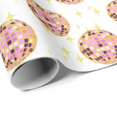 Gold Retro Disco Ball Mirrorball Cadeaupapier (Rol Hoek)