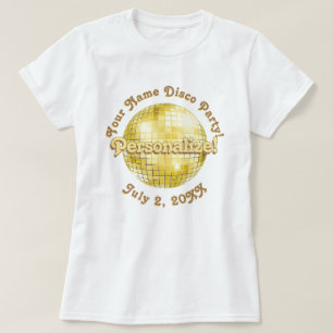 Gold Retro Disco Ball PERSONALIZED T-Shirt