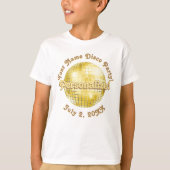 Gold Retro Disco Ball PERSONALIZED T-Shirt (Voorkant)
