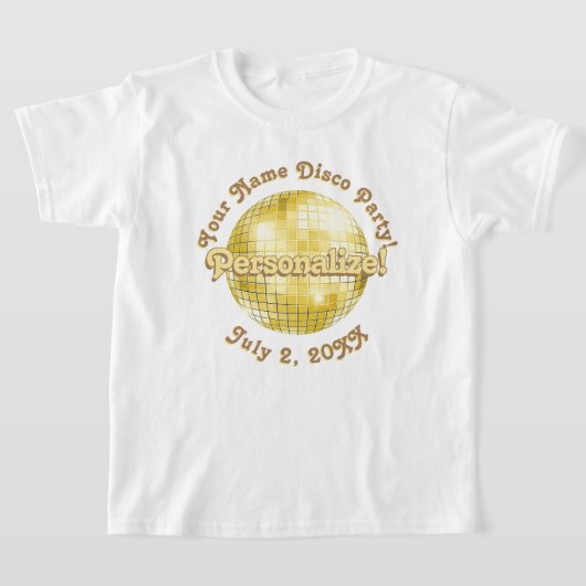 Gold Retro Disco Ball PERSONALIZED T-Shirt (Laagn)