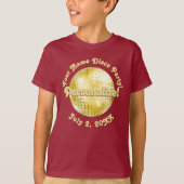 Gold Retro Disco Ball PERSONALIZED T-Shirt (Voorkant)