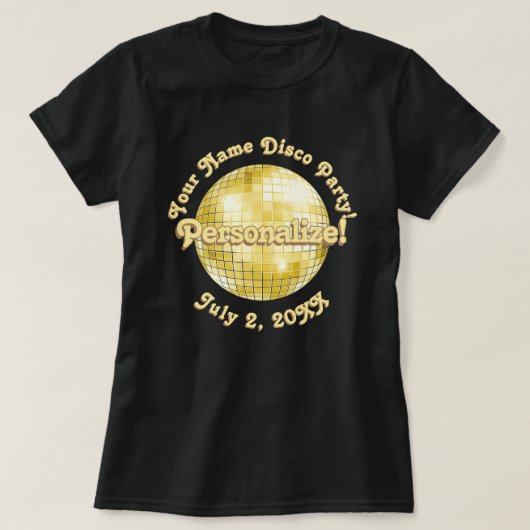 Gold Retro Disco Ball PERSONALIZED T-Shirt (Design voorkant)