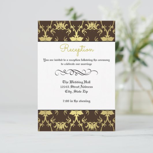 Gold Retro Formal Flourish - Uitnodiging tot ontva (Staand voorkant)