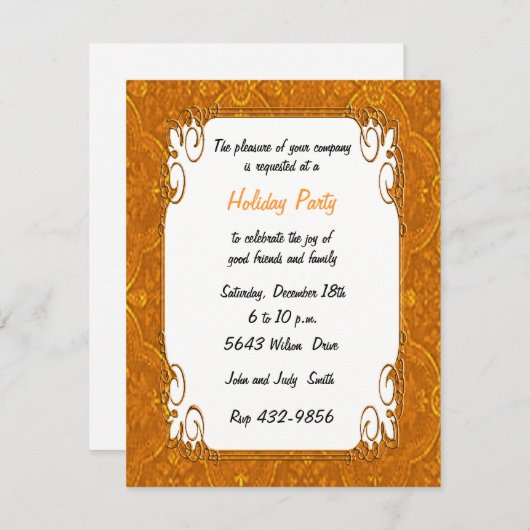 Gold Retro Holiday Uitnodiging (Voorkant / Achterkant)