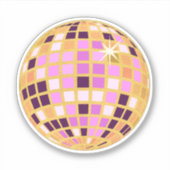 Gold Retro Modern Disco Ball Sticker (Voorkant)
