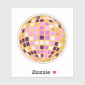 Gold Retro Modern Disco Ball Sticker (Vel)