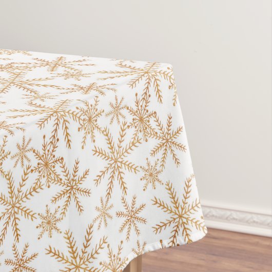 Gold Retro Snowflake Pattern Holiday Tafelkleed (Voorbeeld)