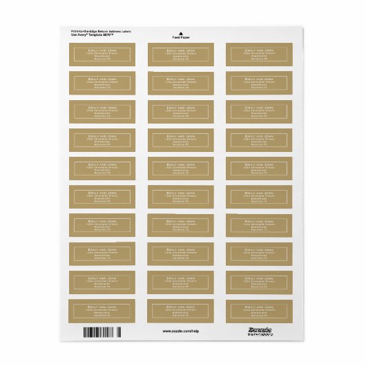 Gold Return-adres Etiket (Full Sheet)
