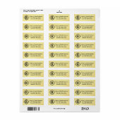 Gold Return-adreslabels met zwart monogram Etiket (Full Sheet)